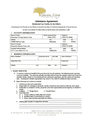 California Residential Care Facility Admission Agreement