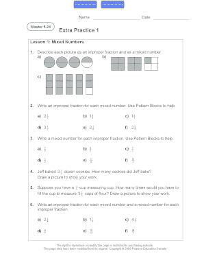 Math Worksheet Mixed Numbers and Improper Fractions