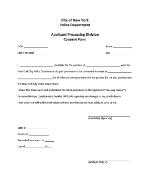 New York City Police Department Consent Form