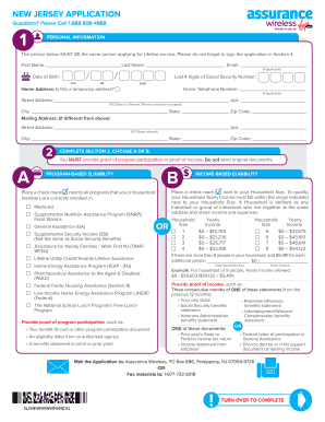 New Jersey Lifeline Service Application