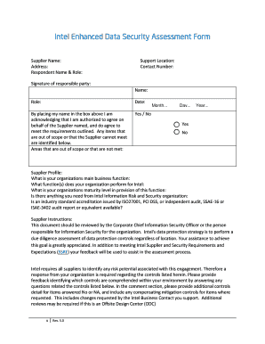 Intel Enhanced Data Security Assessment Form