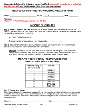 MSAA Cooling Distribution Program Application