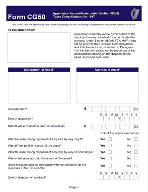 Certificate Application Form CG50