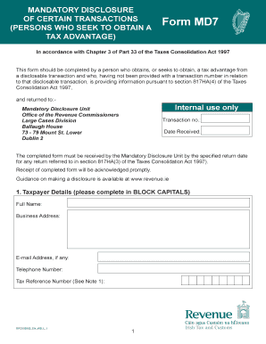 Mandatory Disclosure Form MD7
