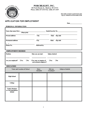 Pre-Employment Questionnaire