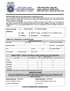 Health Plan Enrollment Form
