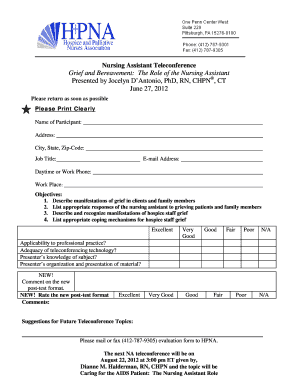 Nursing Assistant Teleconference Evaluation Form