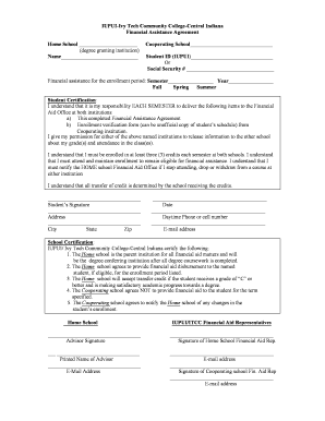 IUPUI-Ivy Tech Financial Assistance Agreement