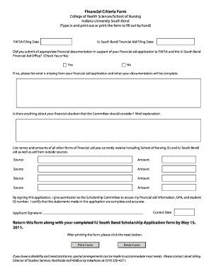 Financial Aid Application Form