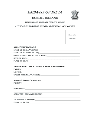 PIO Card Application Form