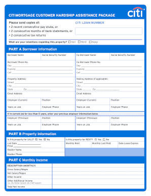 CitiMortgage Customer Hardship Assistance Package