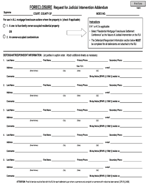Foreclosure Request for Judicial Intervention Addendum