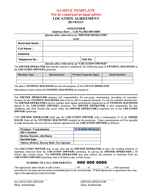 Location Agreement for Vending Machines