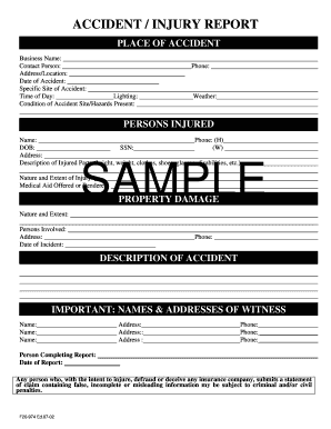 Accident Injury Report Form