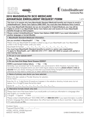 MassHealth Medicare Advantage Enrollment Form