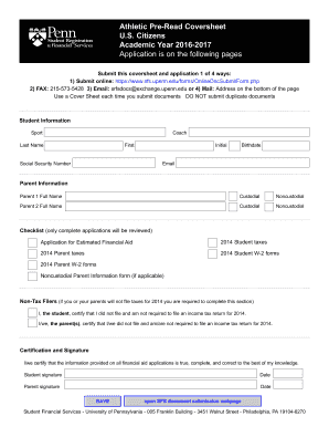 University of Pennsylvania Athletic Financial Aid Application