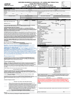 Household Goods Bill of Lading