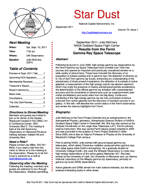 10, 2011 Time: 7:30 pm Where: UM Observatory Speaker: Julie McEnery, GSFC Results from the Fermi Gamma Ray Space Telescope Abstract: Table of Contents Preview of Sept - capitalastronomers