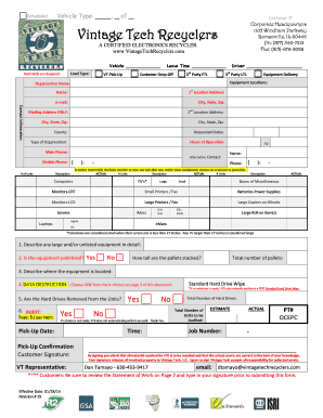 Electronics Recycling Pickup Request Form