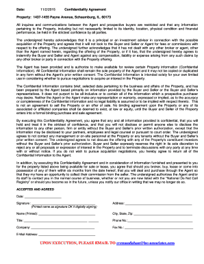 Confidentiality Agreement for Real Estate