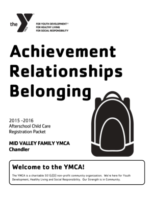 YMCA Afterschool Child Care Registration Packet
