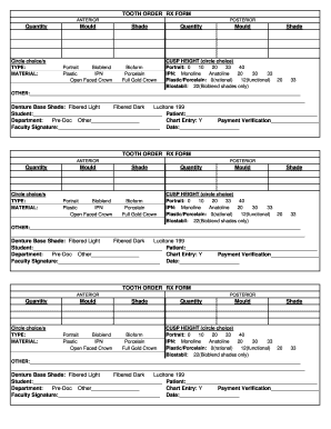 Tooth Order Rx Form