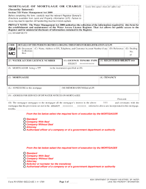 Mortgage of Mortgage or Charge Form