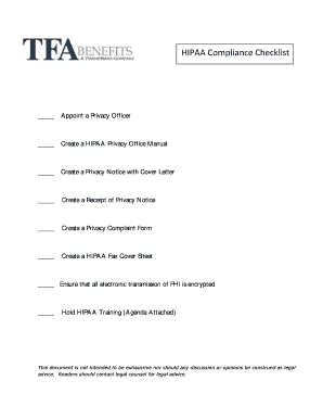 HIPAA Compliance Checklist and Privacy Officer Appointment