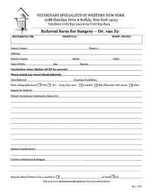 Veterinary Surgery Referral Form