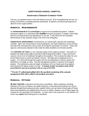 Anesthesia/Surgery Consent Form