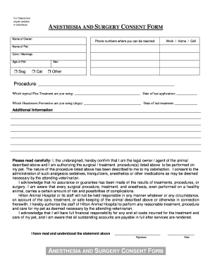 Anesthesia and Surgery Consent Form