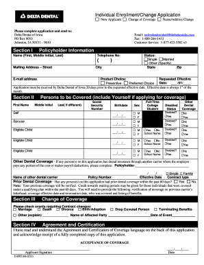 Delta Dental of Iowa Individual Enrollment Application