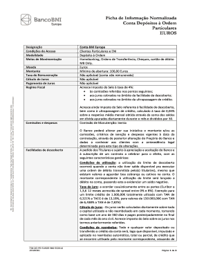 Ficha de Informação Normalizada Conta Depósitos à Ordem