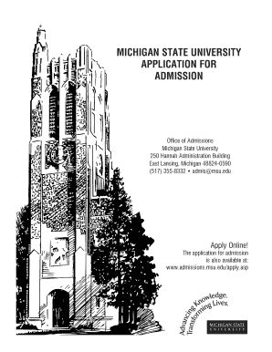 Michigan State University Application for Admission