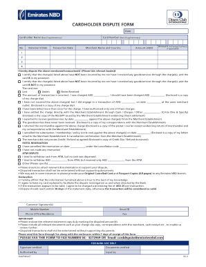 Cardholder Dispute Form