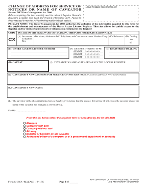 Change of Address for Service of Notices