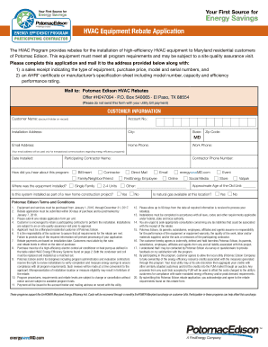 Maryland HVAC Equipment Rebate Application