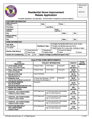 Residential Home Improvement Rebate Application