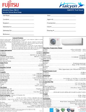 Heat Pump Submittal Data Form