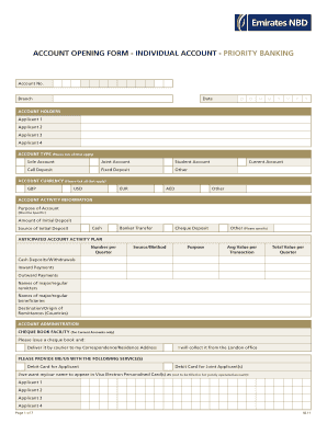 Account Opening Form - Individual Account - Priority Banking