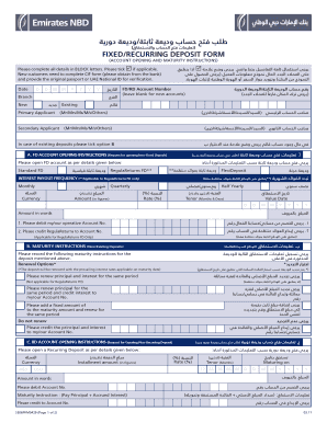 Fixed/Recurring Deposit Account Opening Form