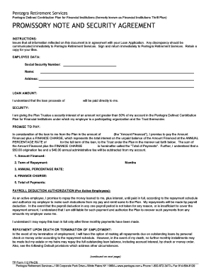 Pentegra Defined Contribution Plan Promissory Note and Security Agreement