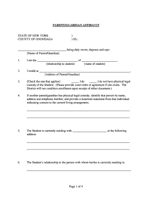 Parent Guardian Affidavit