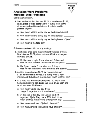 Math Word Problems Practice Worksheet