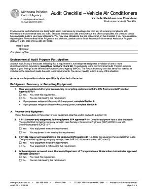 Environmental Audit Checklist for Vehicle Air Conditioners