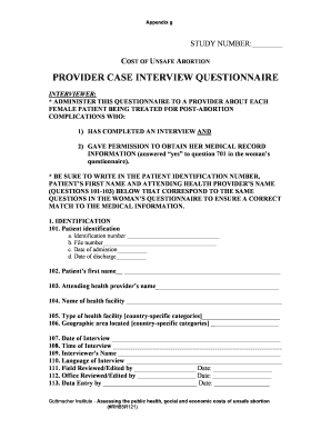 Provider Case Interview Questionnaire