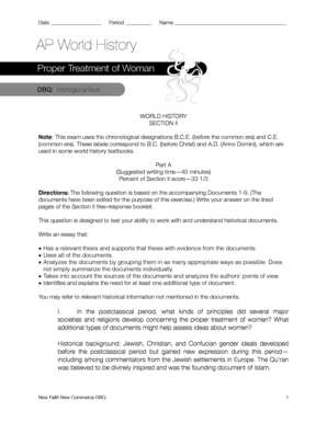 World History DBQ Essay Template