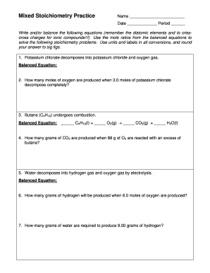 Mixed Stoichiometry Practice Worksheet