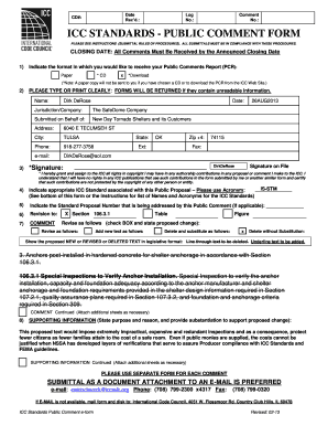 ICC Standards Public Comment Form