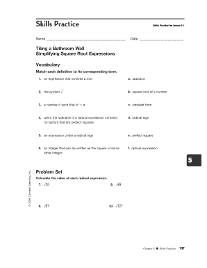 Skills Practice for Lesson 5.1